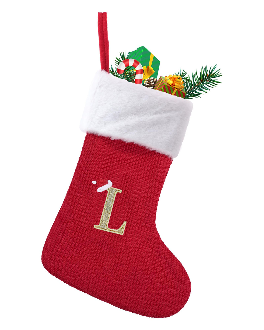 Mittelgrosse Weihnachtsstrümpfe, personalisierte Strickwarenstrümpfe mit Buchstaben, hängende Weihna