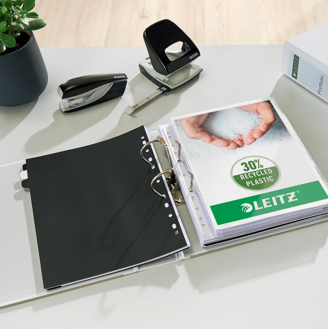 Leitz Qualitäts-Ordner 180° Plastik, 3er Pack, das Original, A4 Aktenordner 8 cm breit, 90% Recyclin