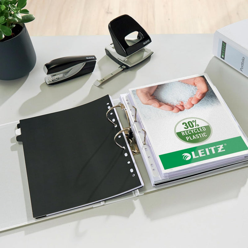 Leitz Qualitäts-Ordner 180° Plastik, 3er Pack, das Original, DIN A4 Aktenordner 5 cm schmal, 90% Rec