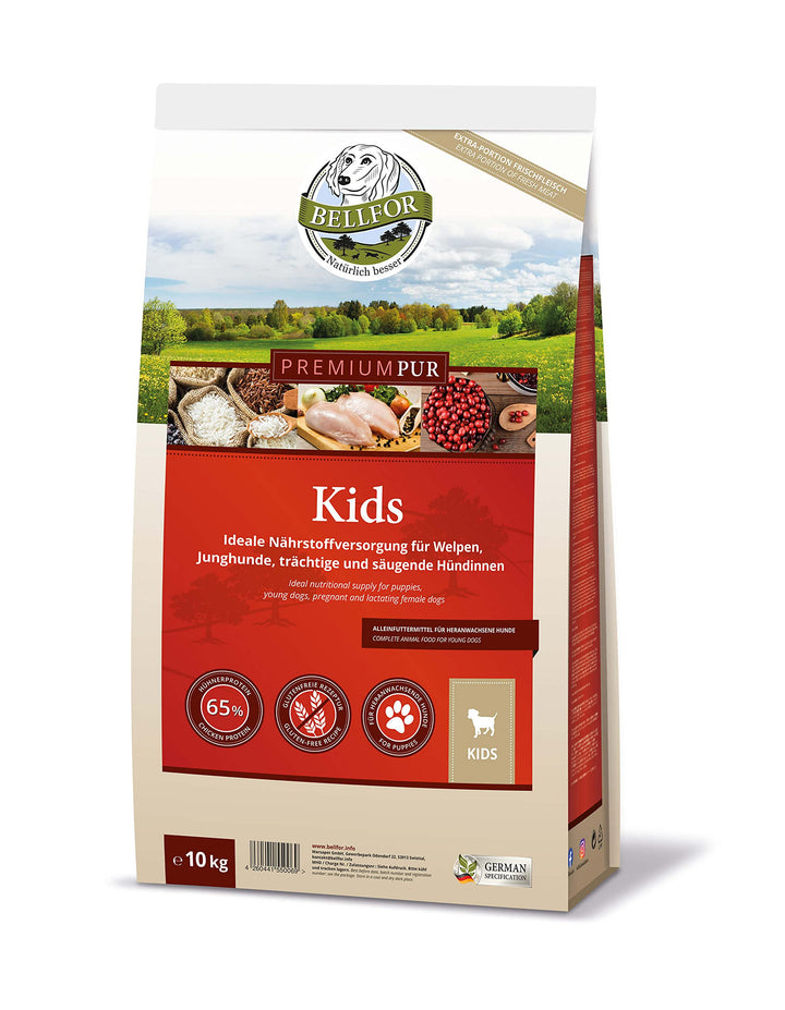 Bellfor Premium PUR Kids Glutenfrei Hundefutter für Welpen Ideale Nährstoffversorgung für Welpen, Ju