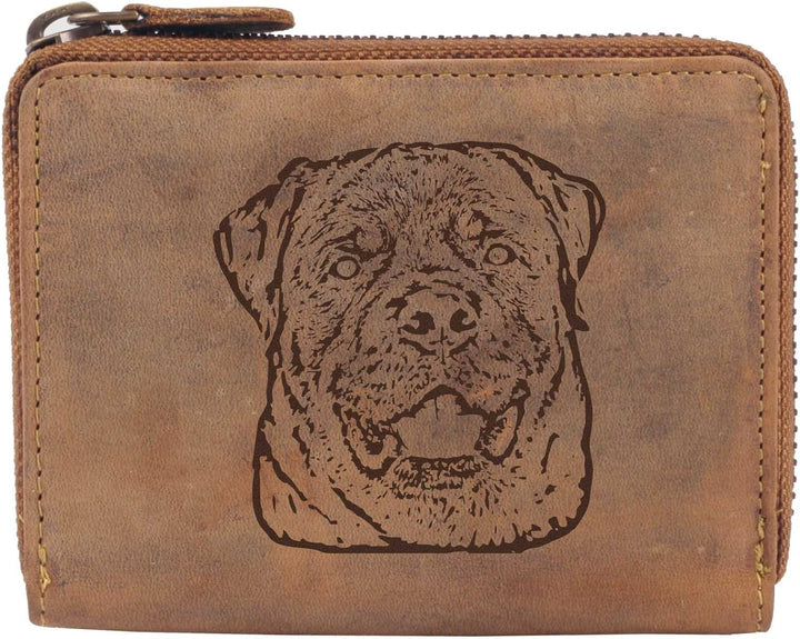 Greenburry Damen-Geldbörse mit Hunde-Motiv Rottweiler l Geschenkidee für Hundefreunde I Leder, Rottw