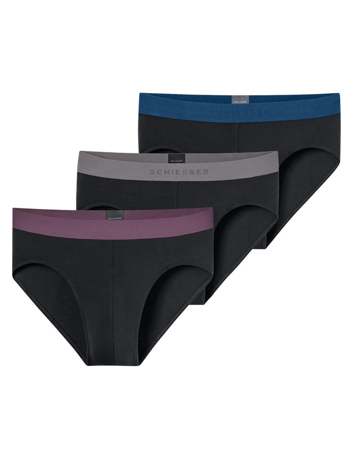 Schiesser Herren 3 PACK Slips Bio Baumwolle Multipack - 95/5 Organic 4 Sortiert 11_180193, 4 Sortier