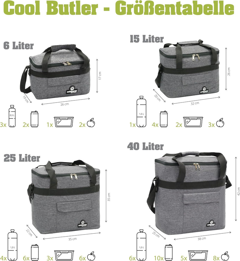 outdoorer Kühltasche Cool Butler - Isoliertasche, Thermotasche, Picknicktasche für Lebensmitteltrans