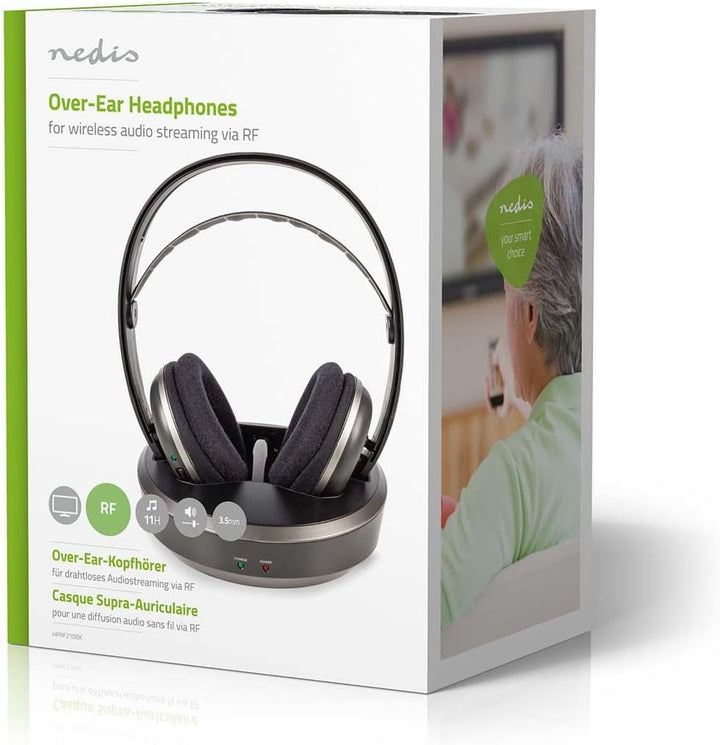 NEDIS Wireless-TV-Kopfhörer | RF | Über Ohr | max. Batteriespielzeit: 11 hrs | 100 m | Digital Audio