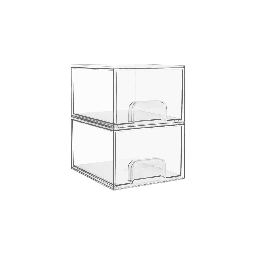 Vtopmart 2er-Set Kleine Schubladen Organizer, Transparent Badezimmer Organizer mit 16 rutschfeste Ma
