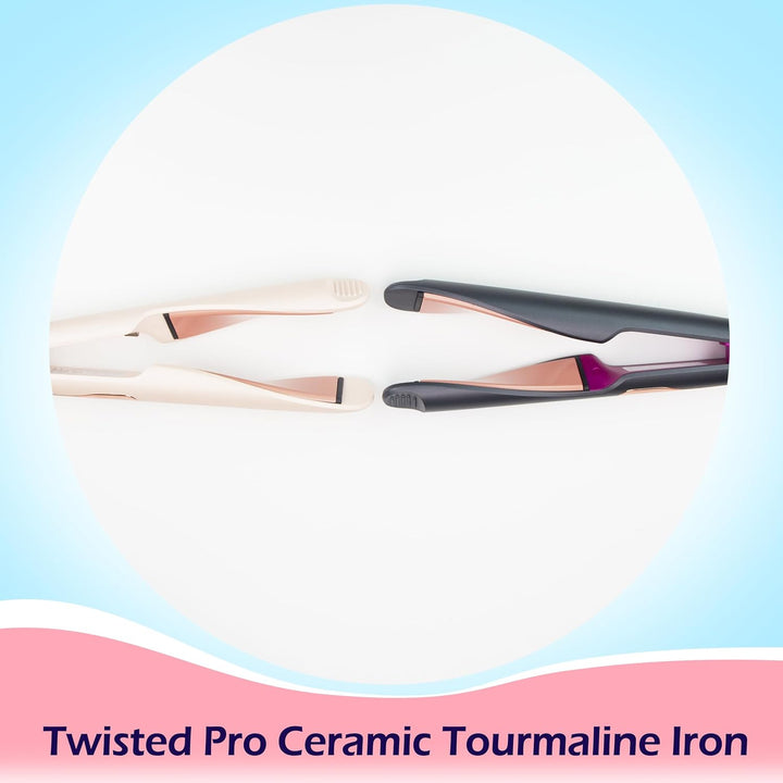 ANGENIL Pro Twist Haarglätter für Damen, Haarglätter und Lockenstab 2 in 1 mit Dualspannung, Runder
