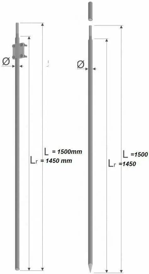 Tiefenerder Erder Erdung feuerverzink Ø18 1500mm 1,5m nach EN 62561 SET Längenauswahl 1,5m 3m 4,5m 6