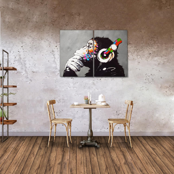 Giallobus - Grosse Gemälde im XXL-Format - Banksy - Street Art - DJ Monkey - Leinwand - 144x100cm |