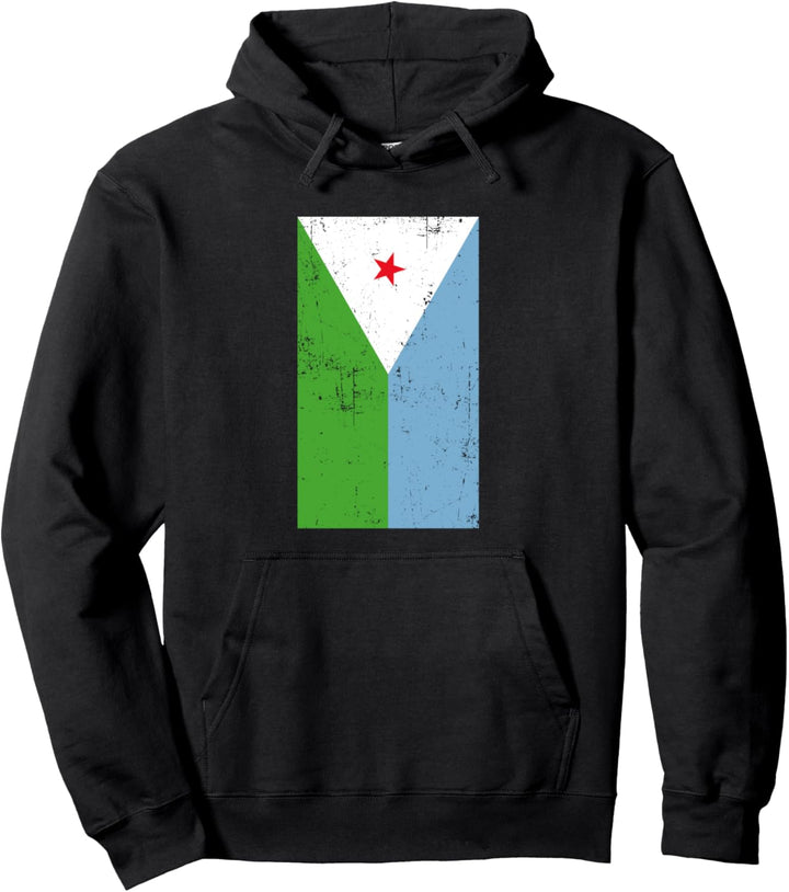 Republic of Djibouti Horn of Africa Distressed Flag Pullover Hoodie