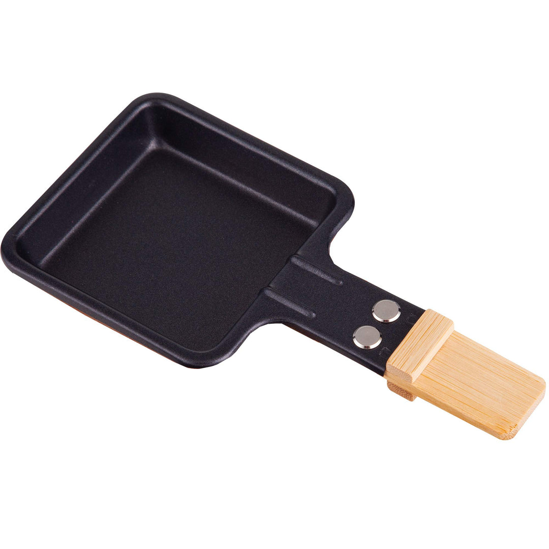 Syntrox Germany Raclette Grill Pfännchen viereckig mit Bambusgriff (1)