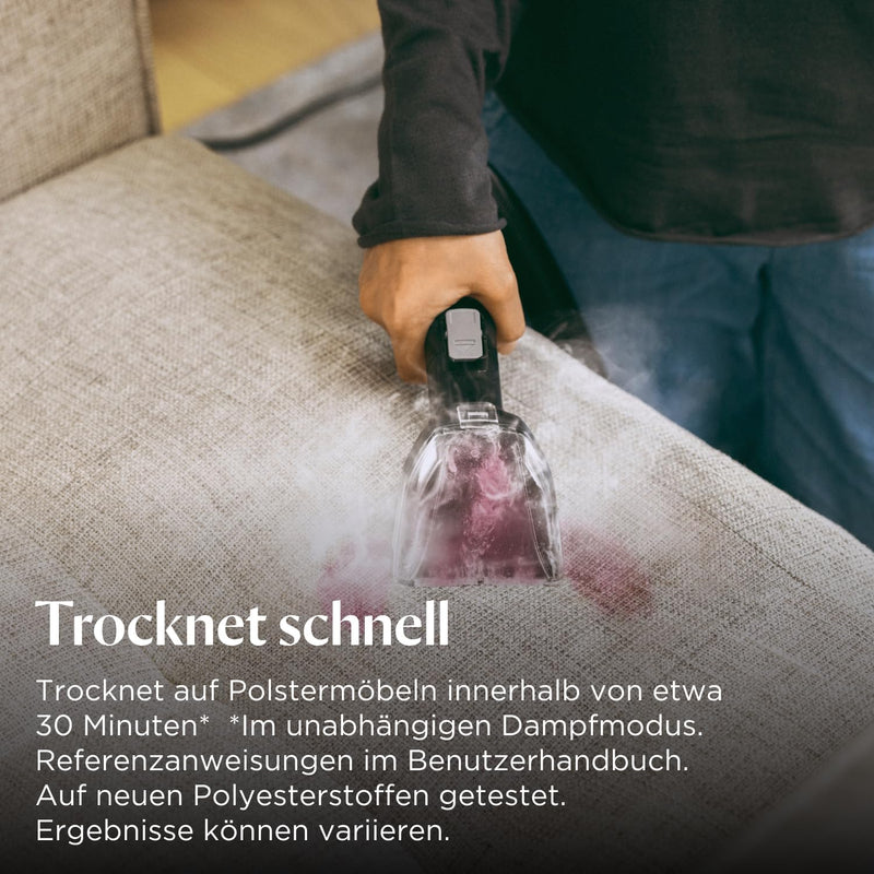 BISSELL SpotClean HydroSteam | Fleckenreiniger für Hartnäckige Flecken | Dampft, Schrubbt und Saugt