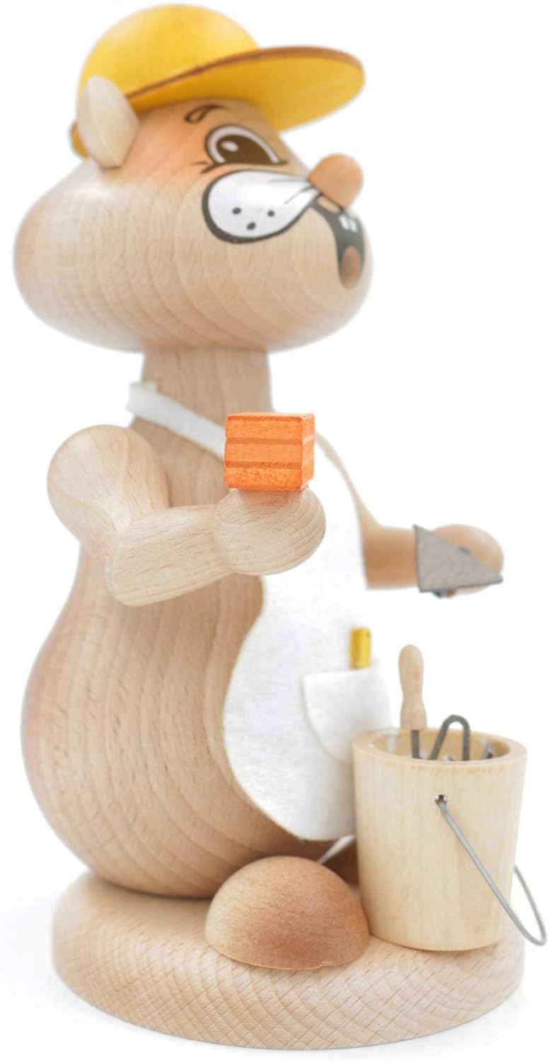 Kuhnert - Erzgebirgische Holzkunst Räuchermann Räucherfigur Hamster 18cm - Maurer, Maurer