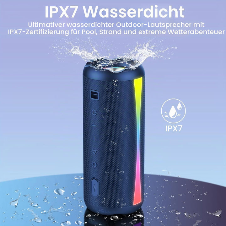 Bluetooth Lautsprecher, Musikbox Bluetooth 5.4 mit RGB Lichter, Tragbarer Lautsprecher Freisprechfun