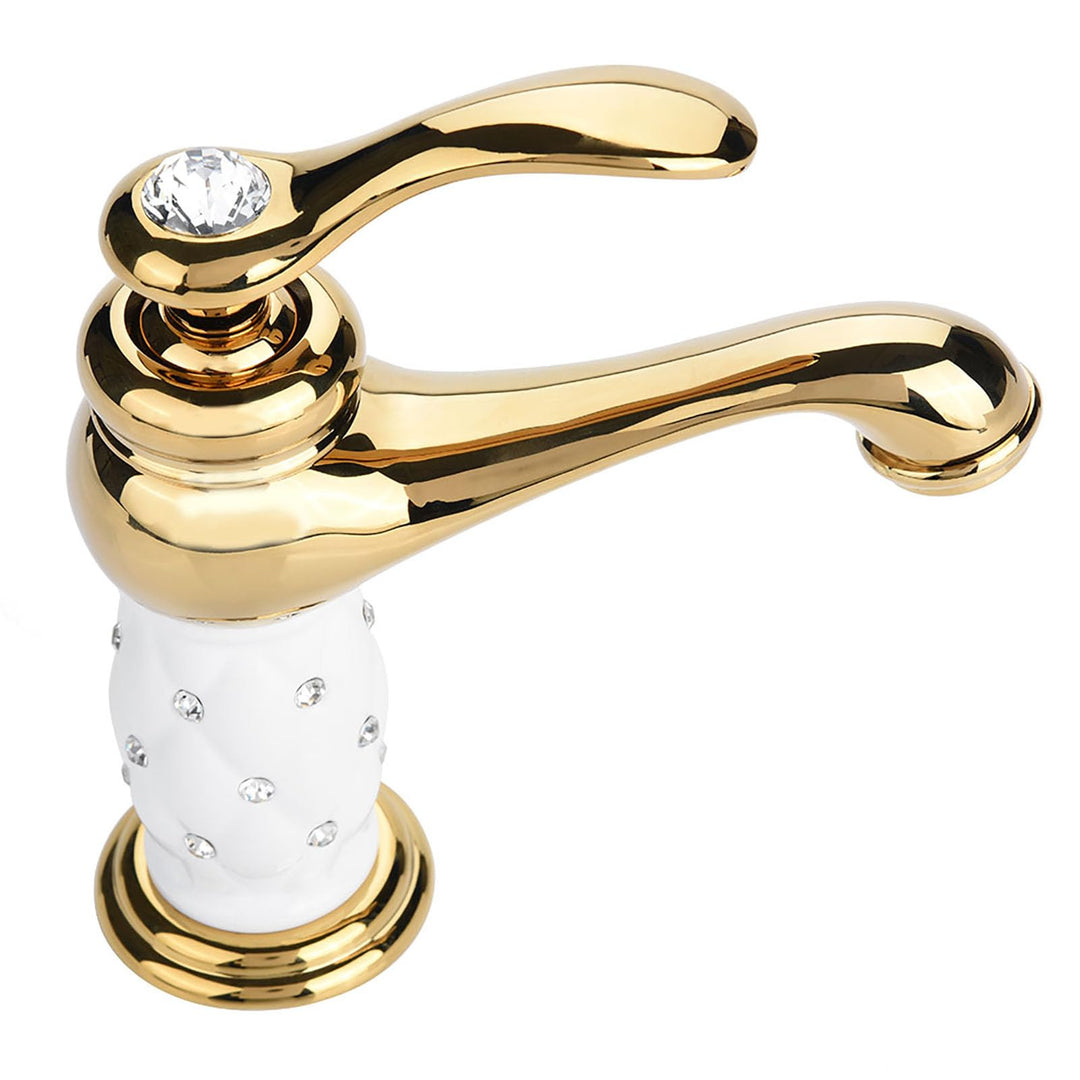 Aramox waschtischarmatur, Solide Messing Mischbatterie Kalt/Warmwasserhahn mit Strass Ornamente für