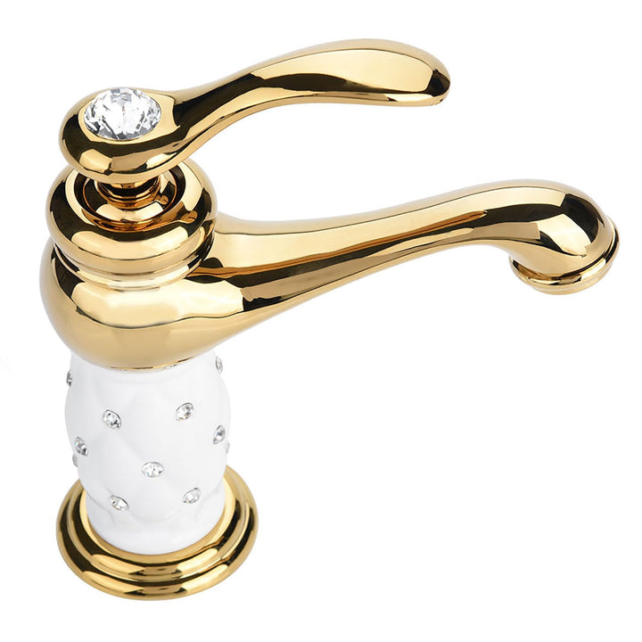 Aramox waschtischarmatur, Solide Messing Mischbatterie Kalt/Warmwasserhahn mit Strass Ornamente für