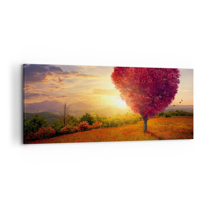 Wandbilder Dekoration Wohnzimmer Baum Wiese Blume Panorama Bilder auf Leinwand 120x50cm Leinwandbild