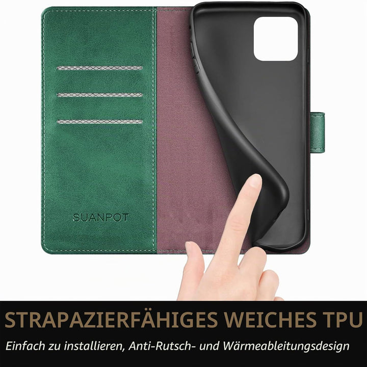 SUANPOT [RFID Schutz für iPhone 14 Plus 6.7" Hülle PU Leder Handyhülle Lederhülle Klapphülle Kartenf