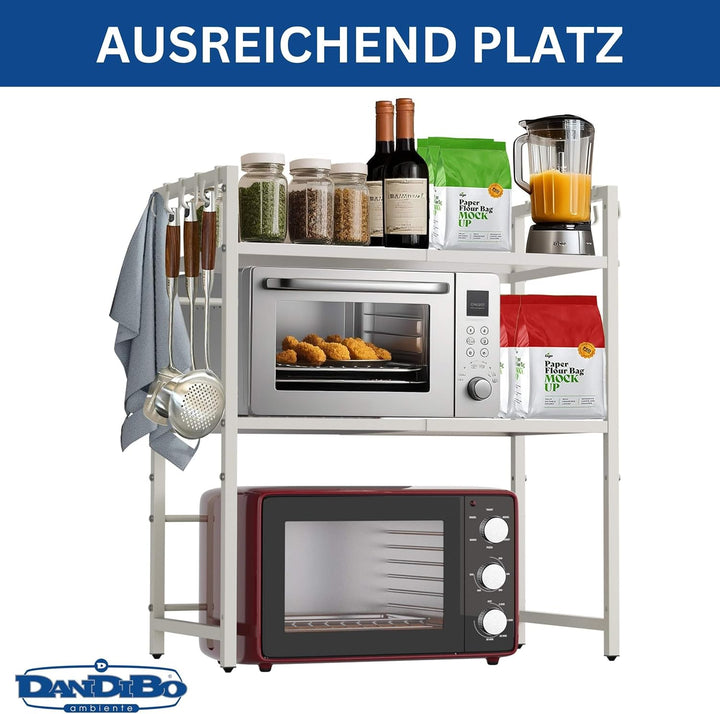 DanDiBo Verstellbares Mikrowellenregal Weiss 3 Stufig 40-64 cm Mikrowellen Regal 96684 Stehend Mikro