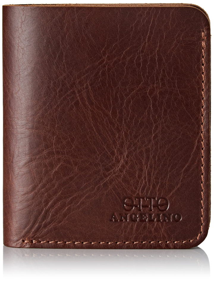 Otto Angelino Echtes Leder Ultra Slim Bifold Karte und Bargeld Geldbörse – Unisex Braun, Braun