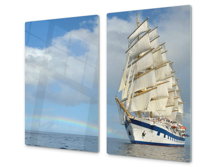 Küchenbrett aus Hartglas und Induktionskochplattenabdeckung – Schneideplatten SINGLE mit 60 x 52 cm