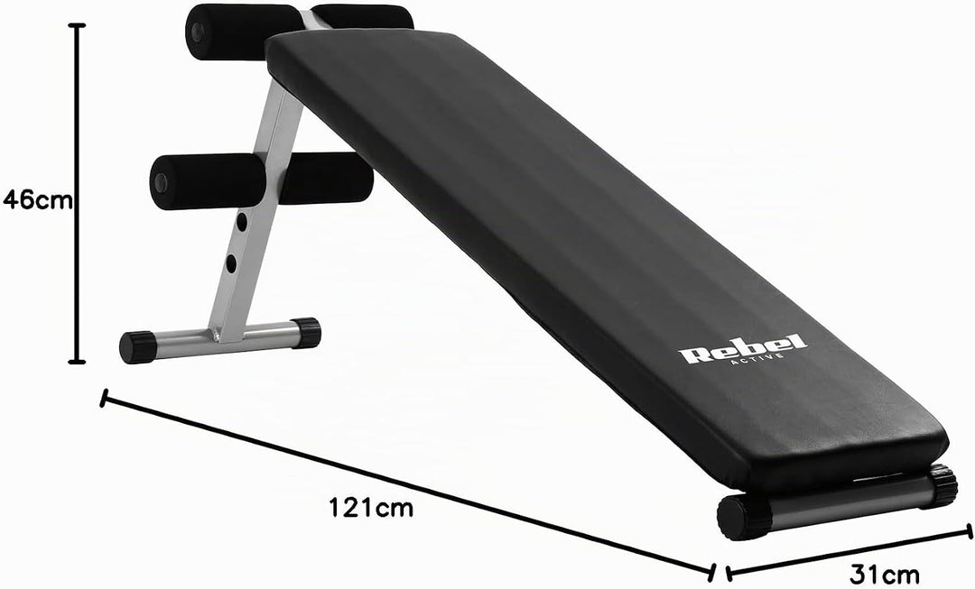 Schräge Trainingsbank für Bauchmuskelübung REBEL ACTIVE RBA-2004, Schwarz