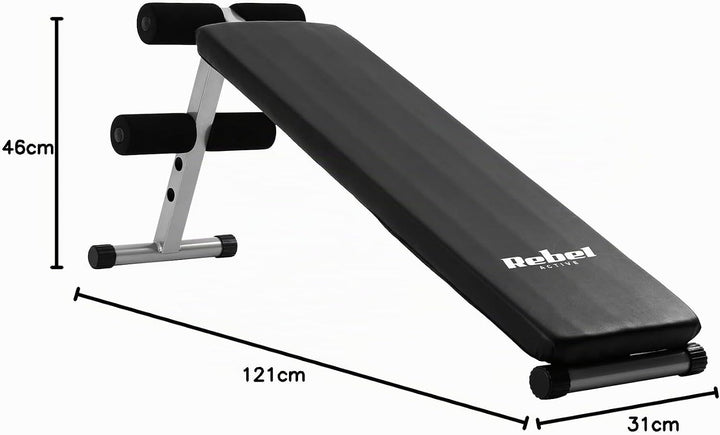 Schräge Trainingsbank für Bauchmuskelübung REBEL ACTIVE RBA-2004, Schwarz