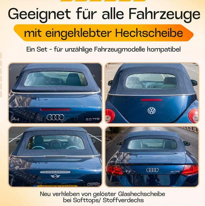Cabrio Verdeck Scheiben Reparatur Set Heckscheibe