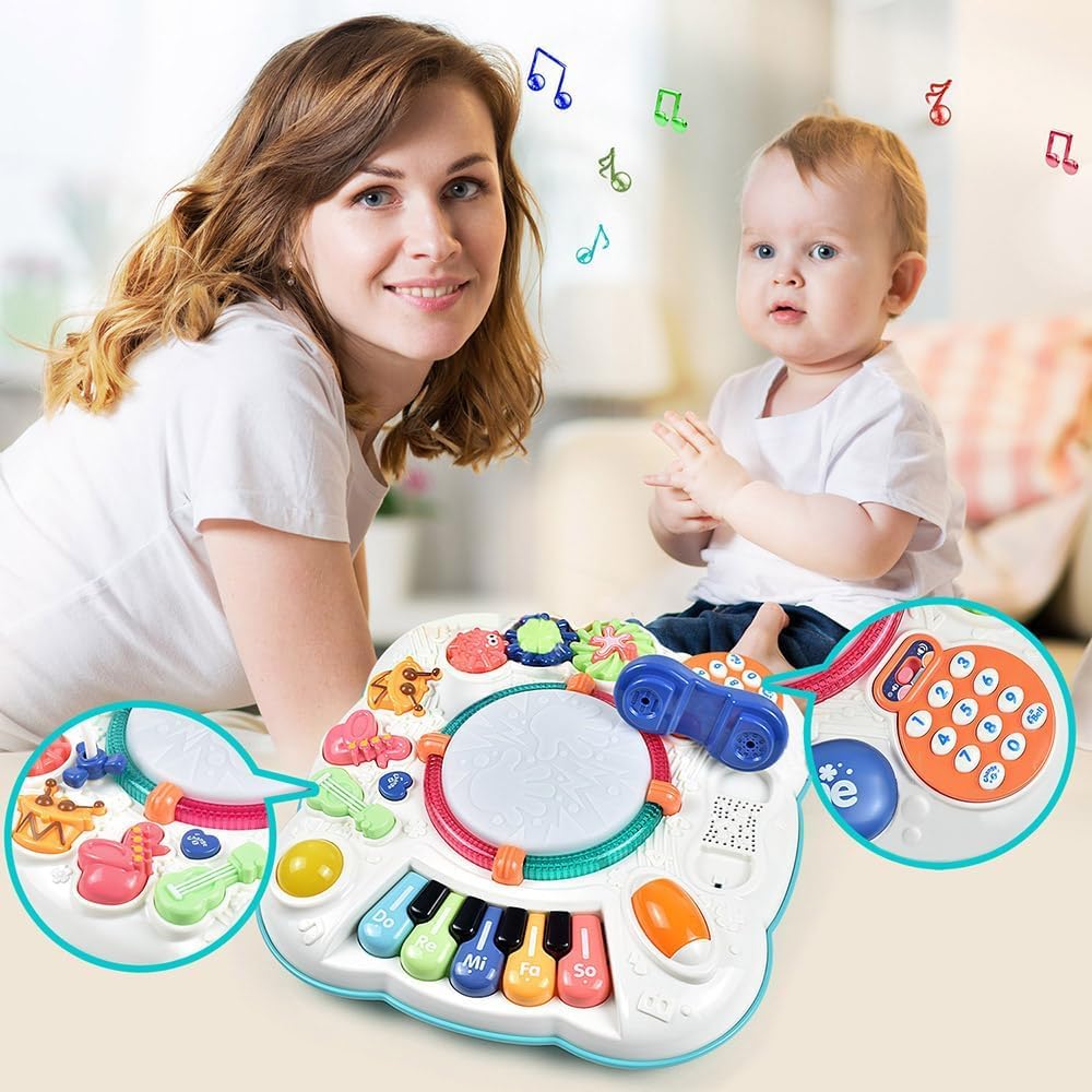 Baby Aktivitätentisch, Musikspielzeug für Babys von 6 bis 12 Monaten, Aktivitätszentrum für 1, 2, 3