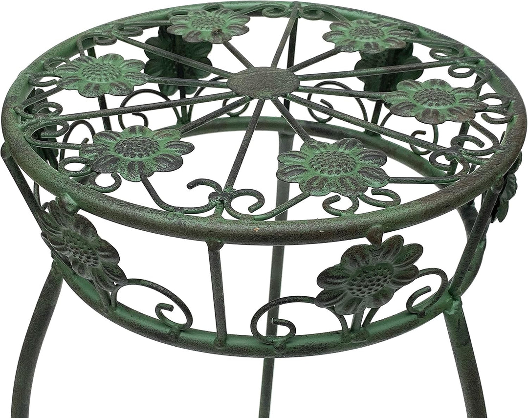 DanDiBo Blumenhocker Metall Grün Rund 60 cm Blumenständer 96008 M Blumensäule Antik Pflanzenständer