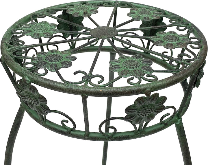 DanDiBo Blumenhocker Metall Grün Rund 60 cm Blumenständer 96008 M Blumensäule Antik Pflanzenständer