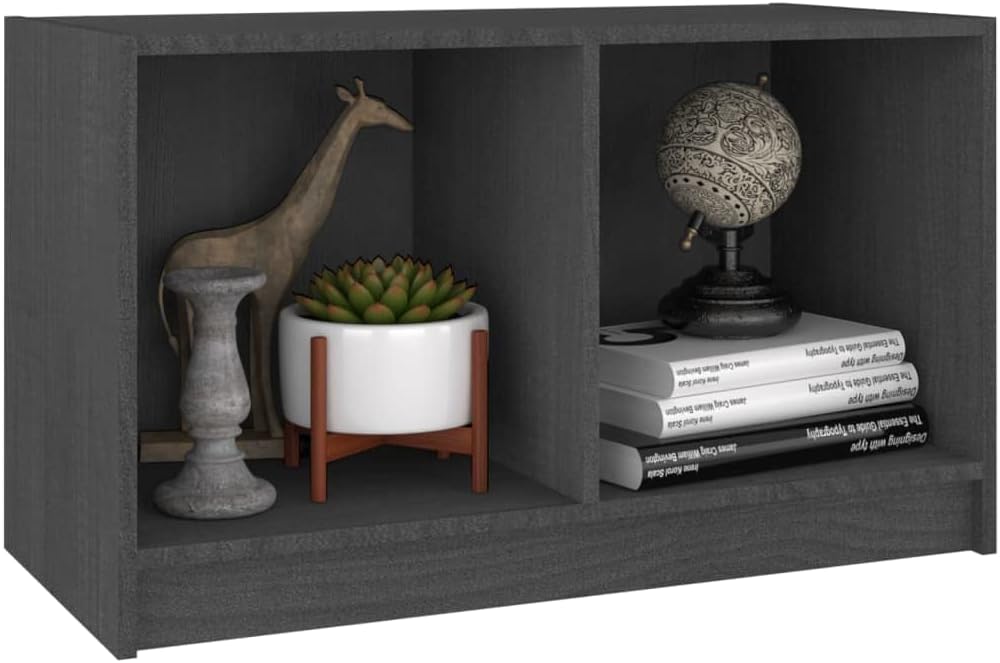 homiuse TV-Schrank TV Lowboard Grau 70x33x42 cm Massivholz Kiefer TV Board Fernsehschrank Fernsehtis