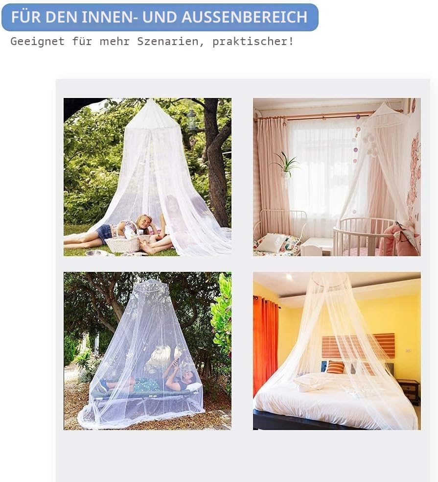 Moskitonetz für Bettten, grosses weisses Betthimmel für Mädchen, hängendes Bettnetz, ideal für Schla