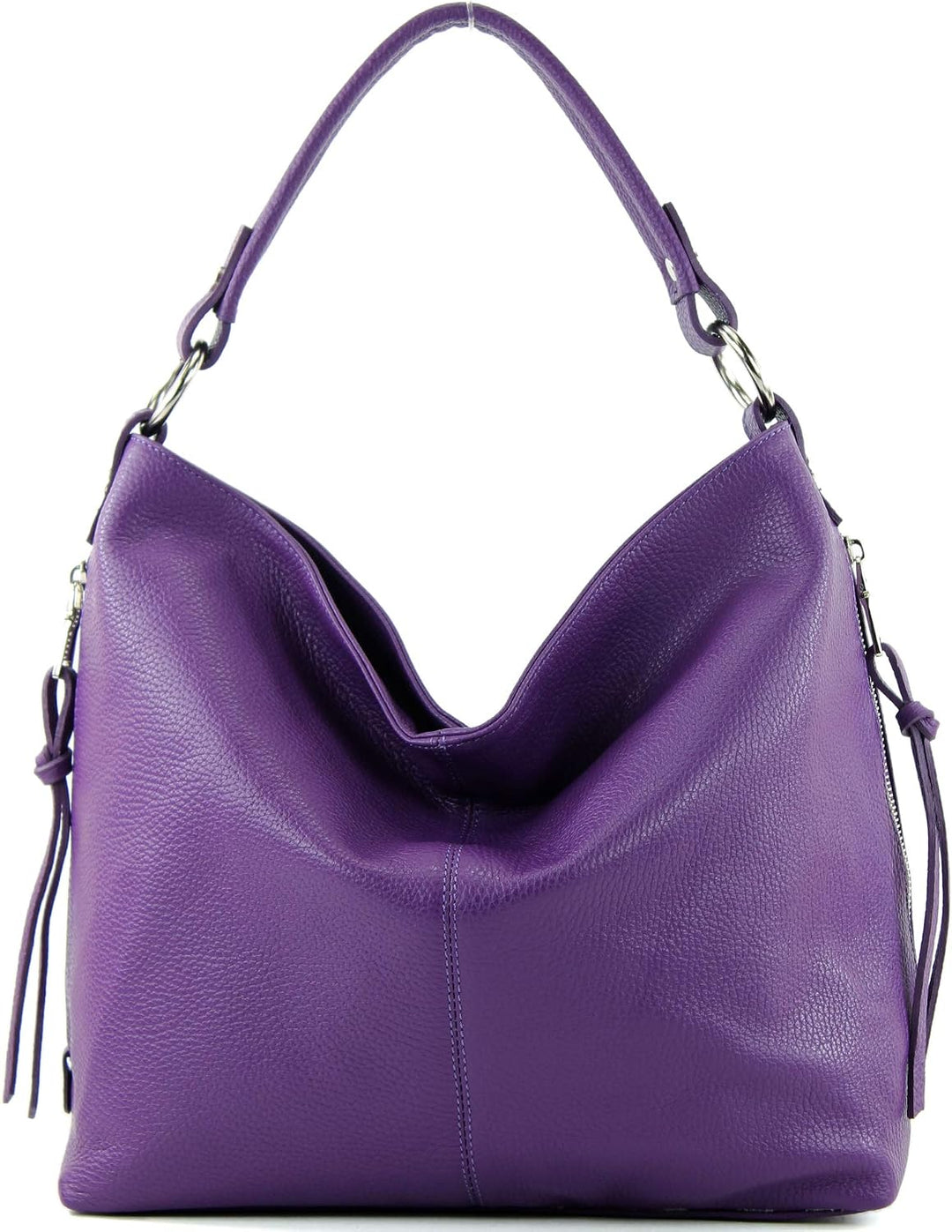 modamoda de T160 Damen Leder Schultertasche Gross, handmade in Italy T160 Purple, T160 Purple