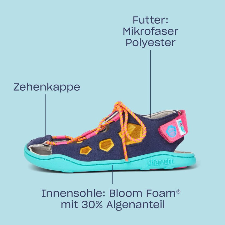 Affenzahn Sandale Vegan Free 28 EU Blaue Eule, 28 EU Blaue Eule