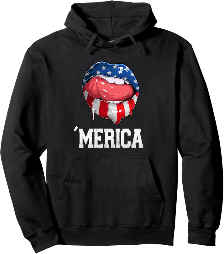 Cooles USA Design, Kussmund, Merica Pullover Hoodie