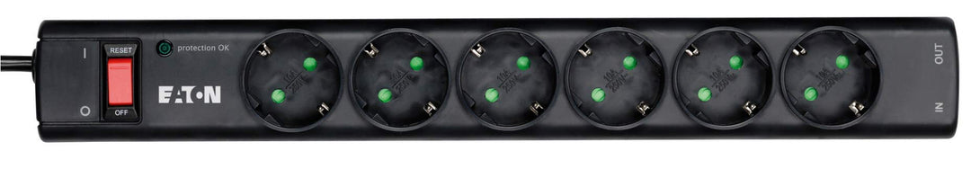 Eaton PS6TD Protection Strip 6 Tel@ DIN - Steckdosenleiste mit Überspannungsschutz (6-fach Schuko Bu