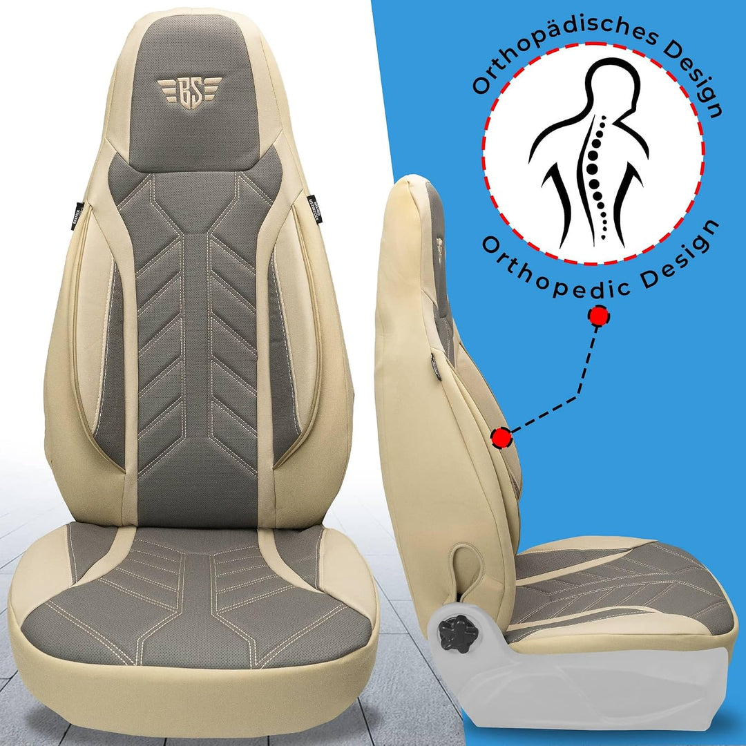 BREMER SITZBEZÜGE Mass Sitzbezüge Schonbezüge für Ford Fiesta MK 7 DPL509 DPL509 - Beige/Grau Fiesta