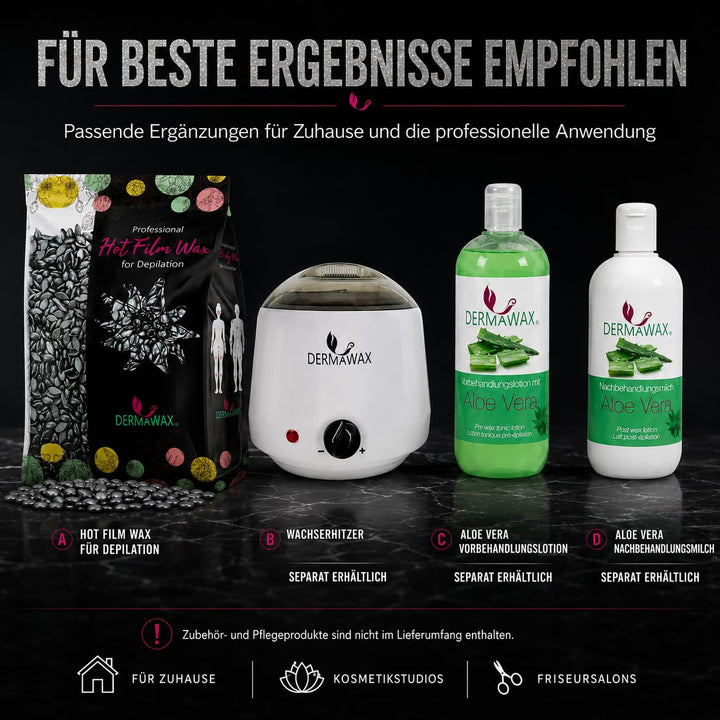 Dermawax Black 500g Wachsperlen – Starkes Heisswachs für Männer & Frauen – Entfernt Brust-, Rücken-,