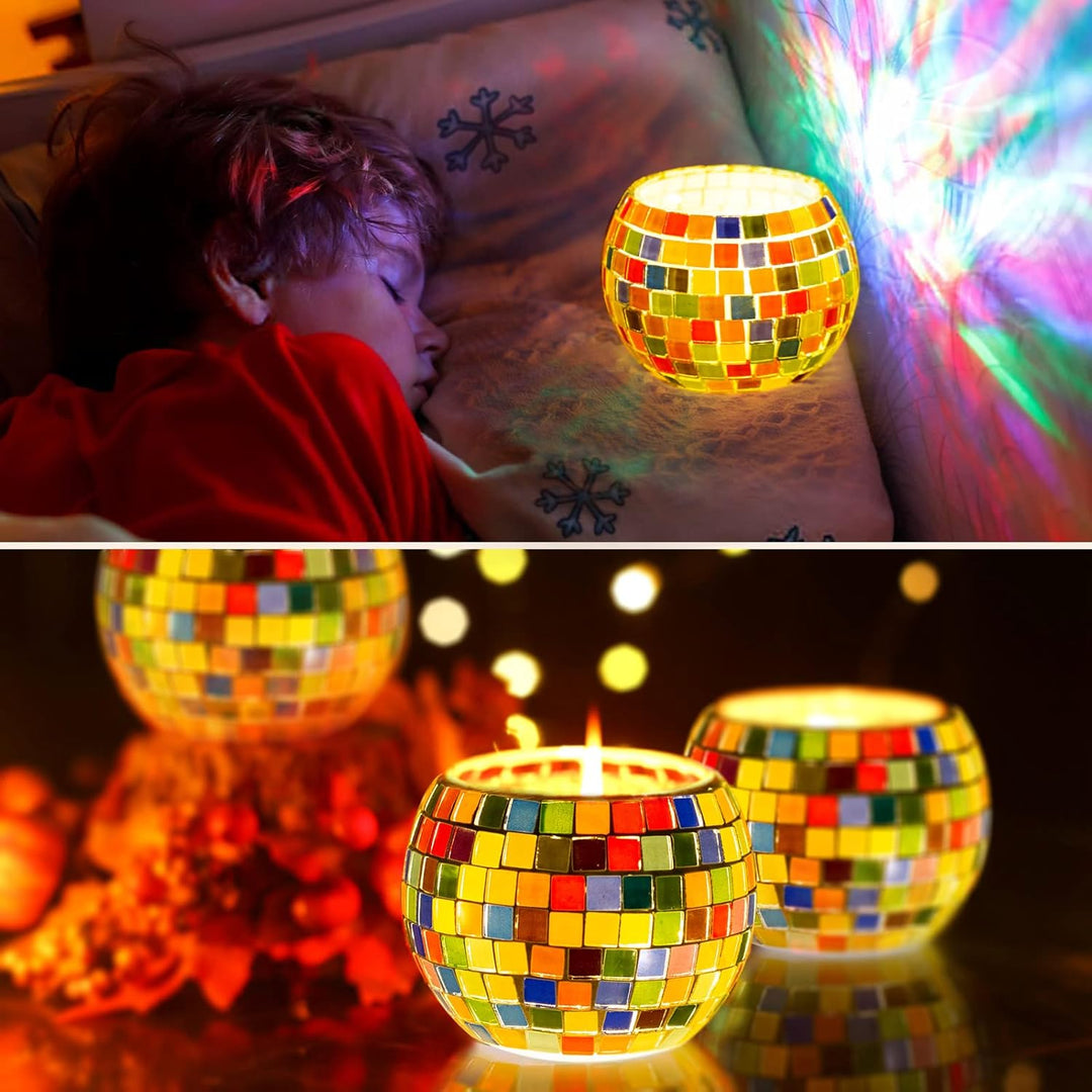 Glasmosaik-Kerzenhalter-Kit, Kreatives DIY-Mosaik-Kunst und Bastelset für Kinder Erwachsene, Teelich