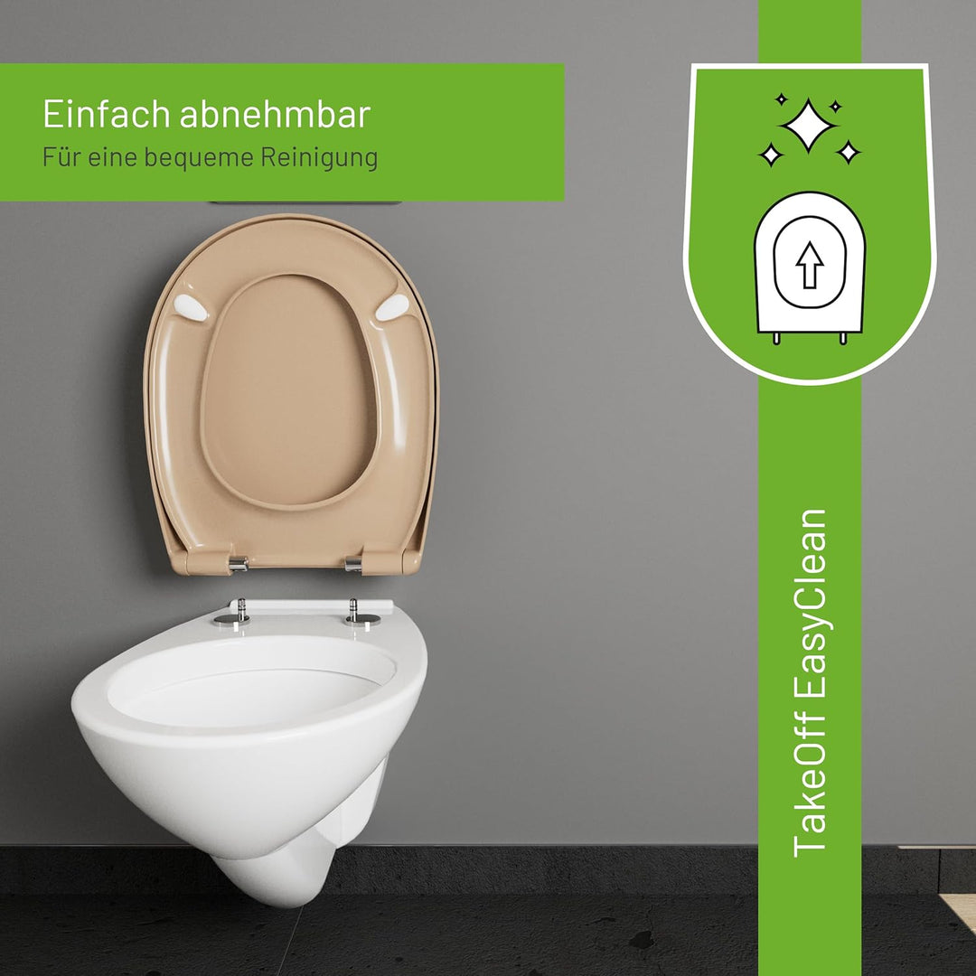 LUVETT® WC-Sitz mit Absenkautomatik C100 oval universell, Toilettendeckel mit 3 Edelstahl Montagelös