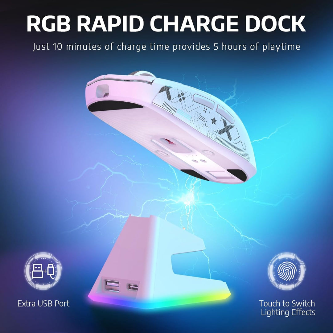 VGN Game Power Attack Shark X6 Superlight Kabellose Gaming-Maus mit RGB Ladestation, 49g Ultraleicht