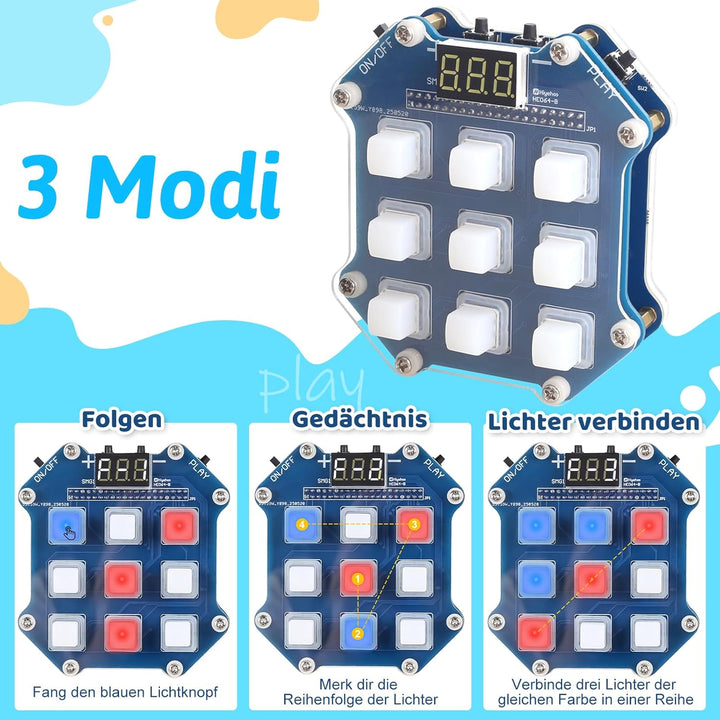 DIY Lötbausatz, 3-in-1 Elektronik Bausätze Mint Elektron Lötprojekt für Studierende und Hobbyelektro