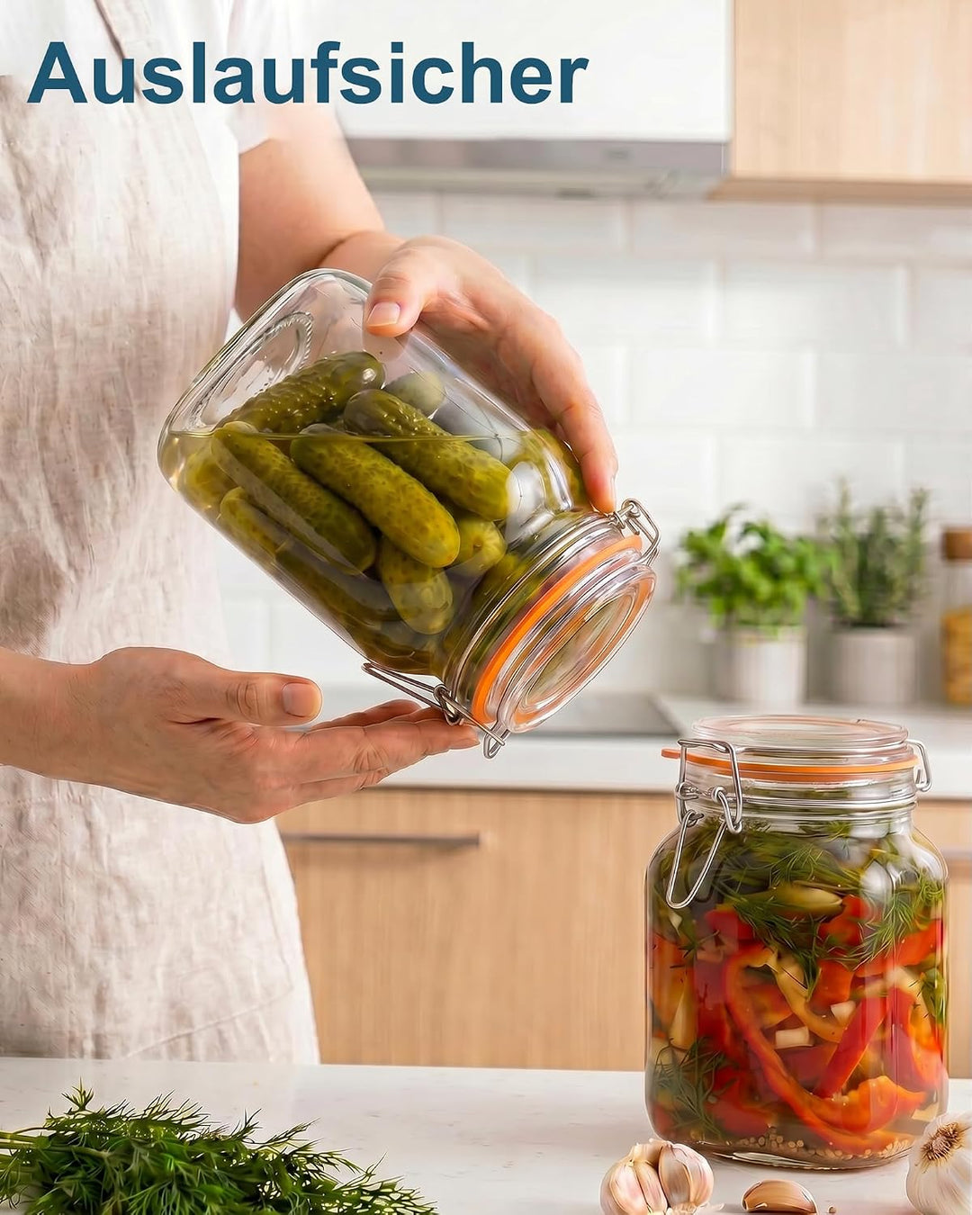 2er-Pack Fermentierglas 1L mit Gärventil und Gewicht: Premium Fermentationsglas Auslaufsicheres Ferm