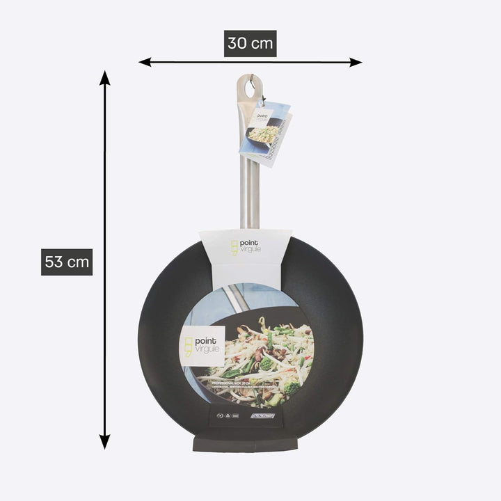 Point-Virgule Wok Pfanne mit Antihaft Beschichtung und Edelstahlgriff für Wok-Grillgerichte zu berei