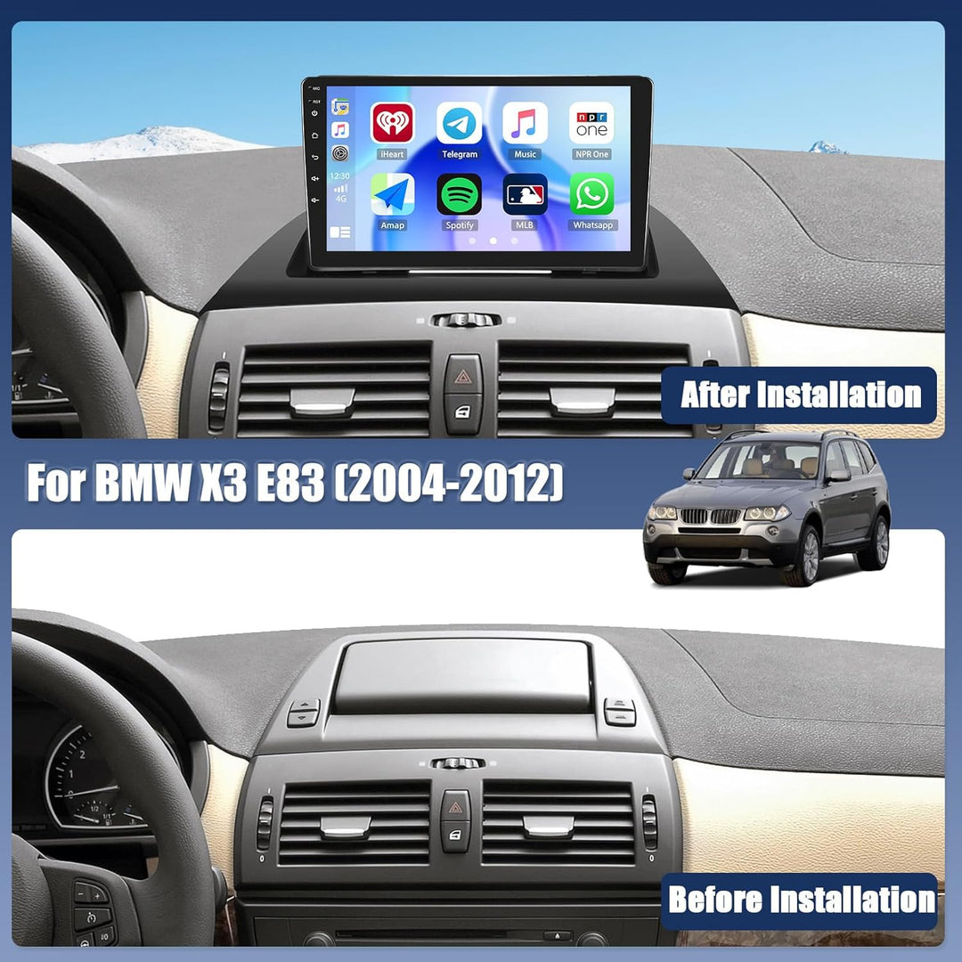 CAMECHO Android 13 Autoradio mit Navi für BMW X3 E83(2004-2012),Doppel Din Autoradio mit Carplay And