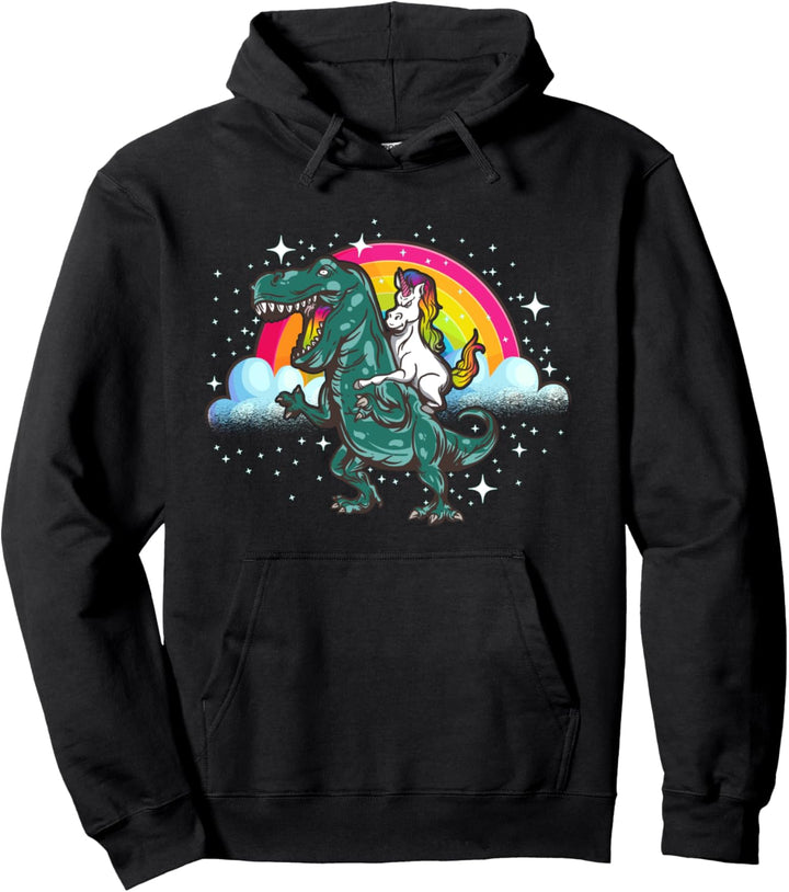Einhorn reitet Dinosaurier Dino T-Rex Einhörner Rainbow Pullover Hoodie