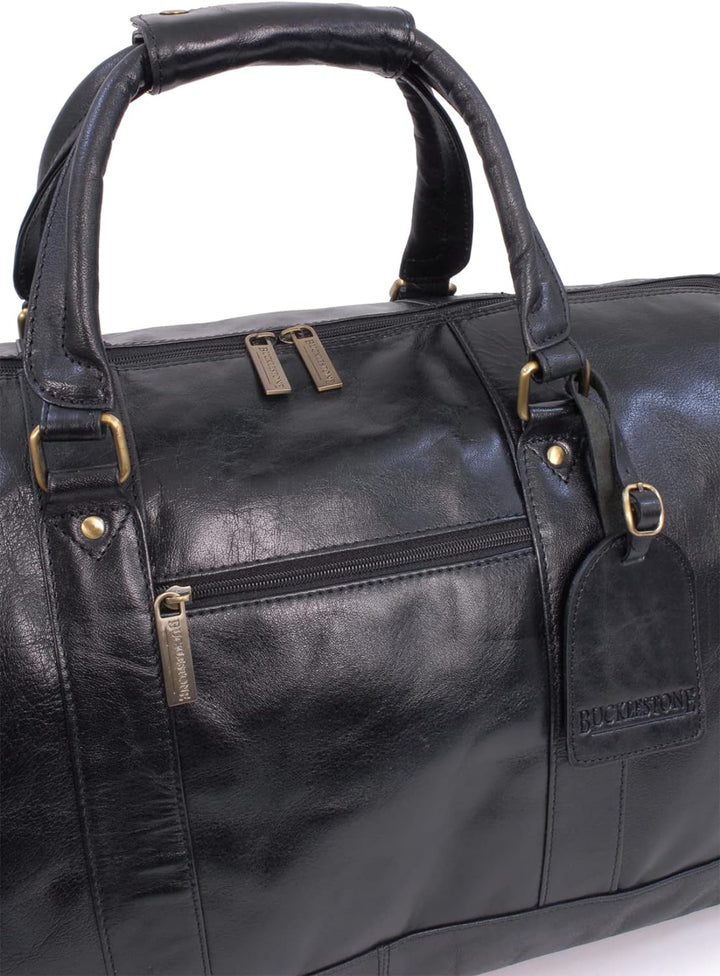 BUCKLESTONE - Leder - Reisetasche/Freizeittasche/Sporttasche von York - Schwarz, Schwarz