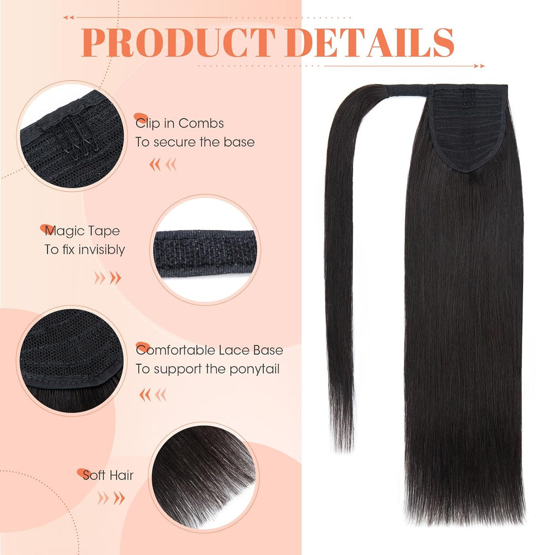 Benehair Ponytail Extension Echthaar, Zopf Extensions Echthaar, Wrap Around Echthaars Ponytail für F