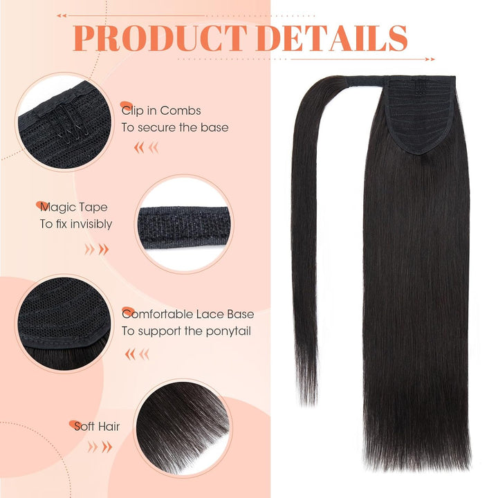 Benehair Ponytail Extension Echthaar, Zopf Extensions Echthaar, Wrap Around Echthaars Ponytail für F