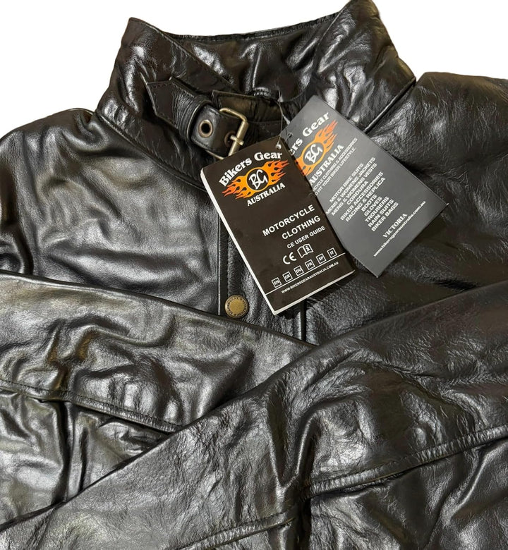 Biker Gear Klassische Vintage Trail Blazer CE1621-1 PU Rüstung Motorrad Gewachste & geölt Alter beha
